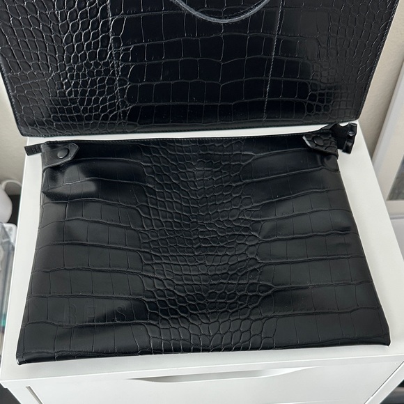 BEIS Black Croc-Embossed Work Tote - Picture 2 of 7